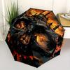 1pc Fiery Skull-Shaped Fortress Pattern Beautiful Looking Automatic Folding Umbrella, 3 Folding, 8 Iron Frame Design, Durable and Suitable for Tr