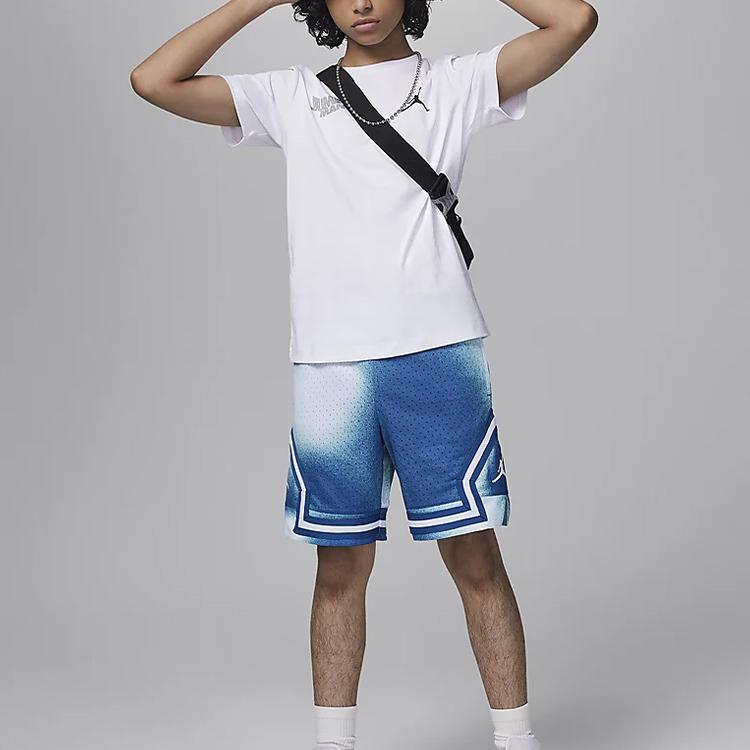 Jordan Wavy Motion Logo Crew Neck Casual Pullover Short Sleeve T-Shirt Kids Tops White HM4758-100