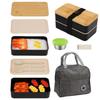 1200ml Large Capacity Bento Box, 2 Tiers, Valve-Sealed, Adjustable Dividers, Includes Thermal Bag, Bamboo Lid, Dishwasher and Microwave Safe, Unisex,
