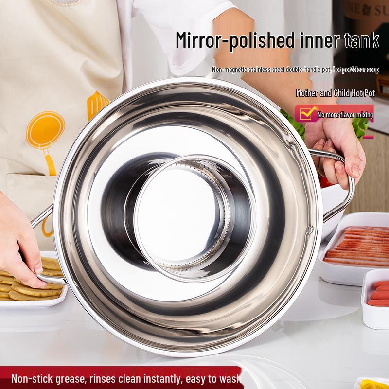 Dual-Section Induction Hot Pot with Lid