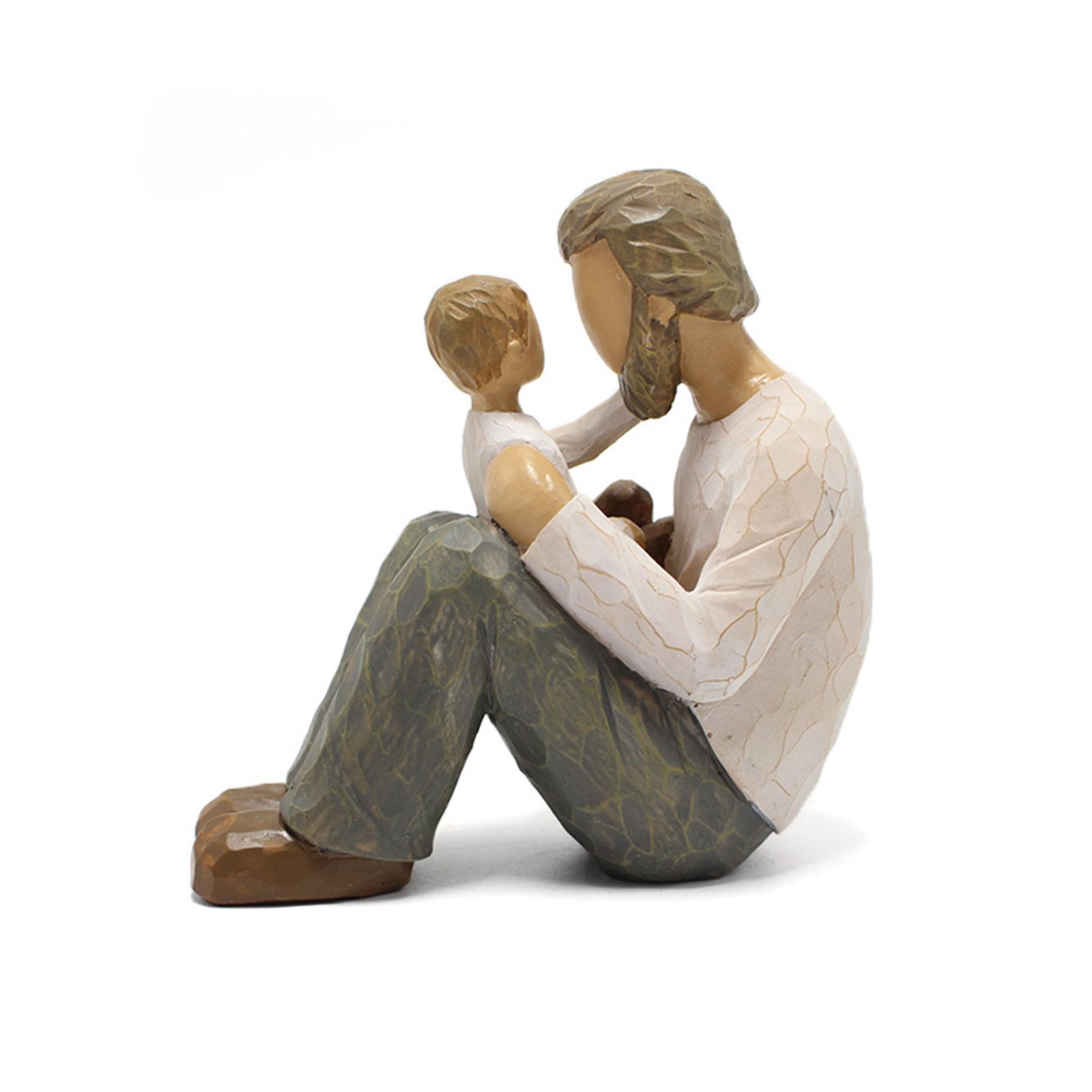 

Father and Son Statue Innovative Synthetic Resin Father and Son Decorative Sculpture for Home