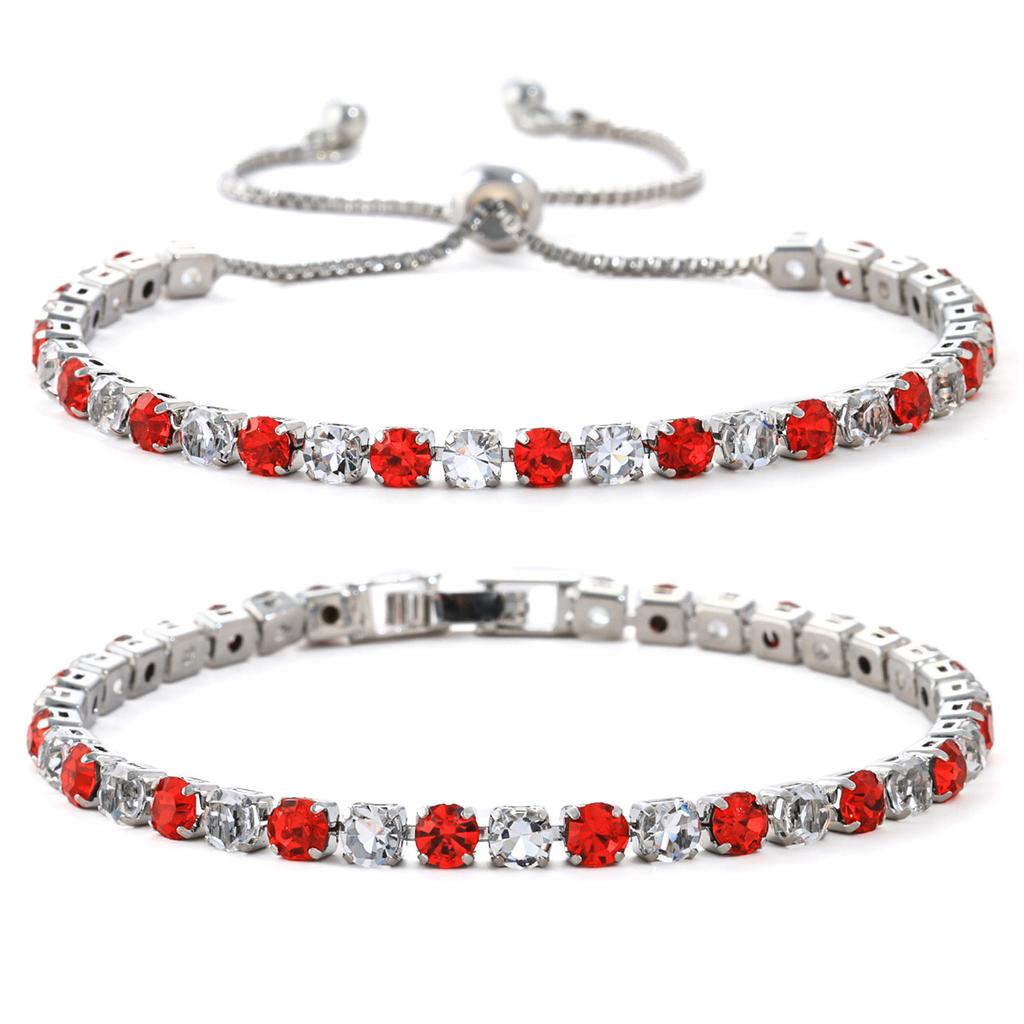 Hot-selling fashion 1mm intercolor zircon bracelet in Europe and America, high-end light luxury tennis bracelet, female spot
