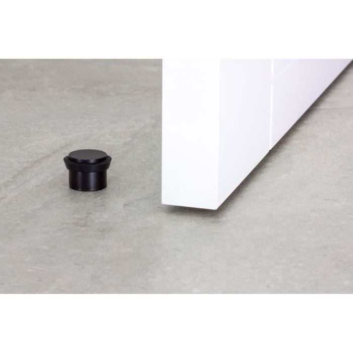 Butée de porte, adhésif ou vis avec installation au sol. Silicone noir
