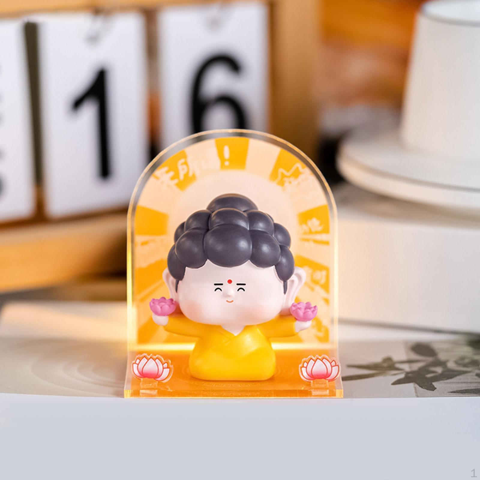 Buddha Figurine Car Dashboard Ornament Miniature Handcrafted Decor 3x3x3inch for Office Desk Style C