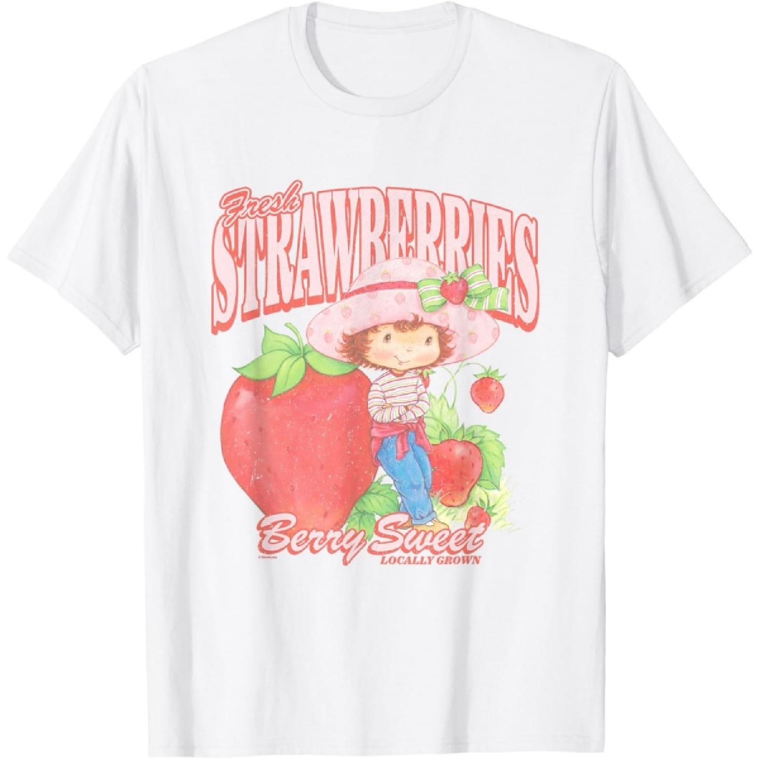 Клубничный Шорткейк Свежая Клубника Ягодный Сладкий Ретро Футболка S белый