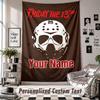 Custom Tapestry Wall Hanging, Friday the 13th Jason Voorhees Personalized Name Text Home Wall Decor
