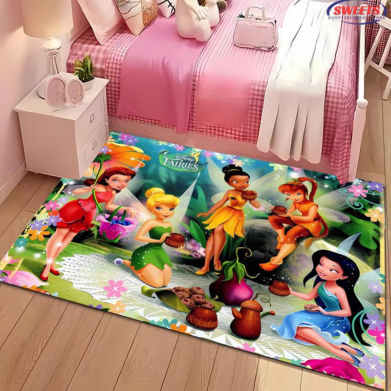 1PC Cute Princess Tinker Bell Cartoon Carpet for Bed Bedroom Sofa Picnic, Children's Room Large Decorative Mat All Seasons Rug