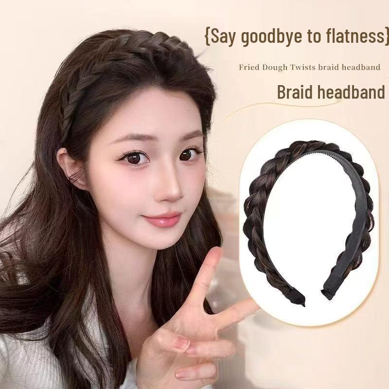 Non-slip Fishbone Braid Wig Headband: Women's Braided Hair Accessory with Teeth