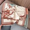 Autumn and winter new imitation cashmere plum blossom retro ink painting style travel photo warm scarf mother shawl outside