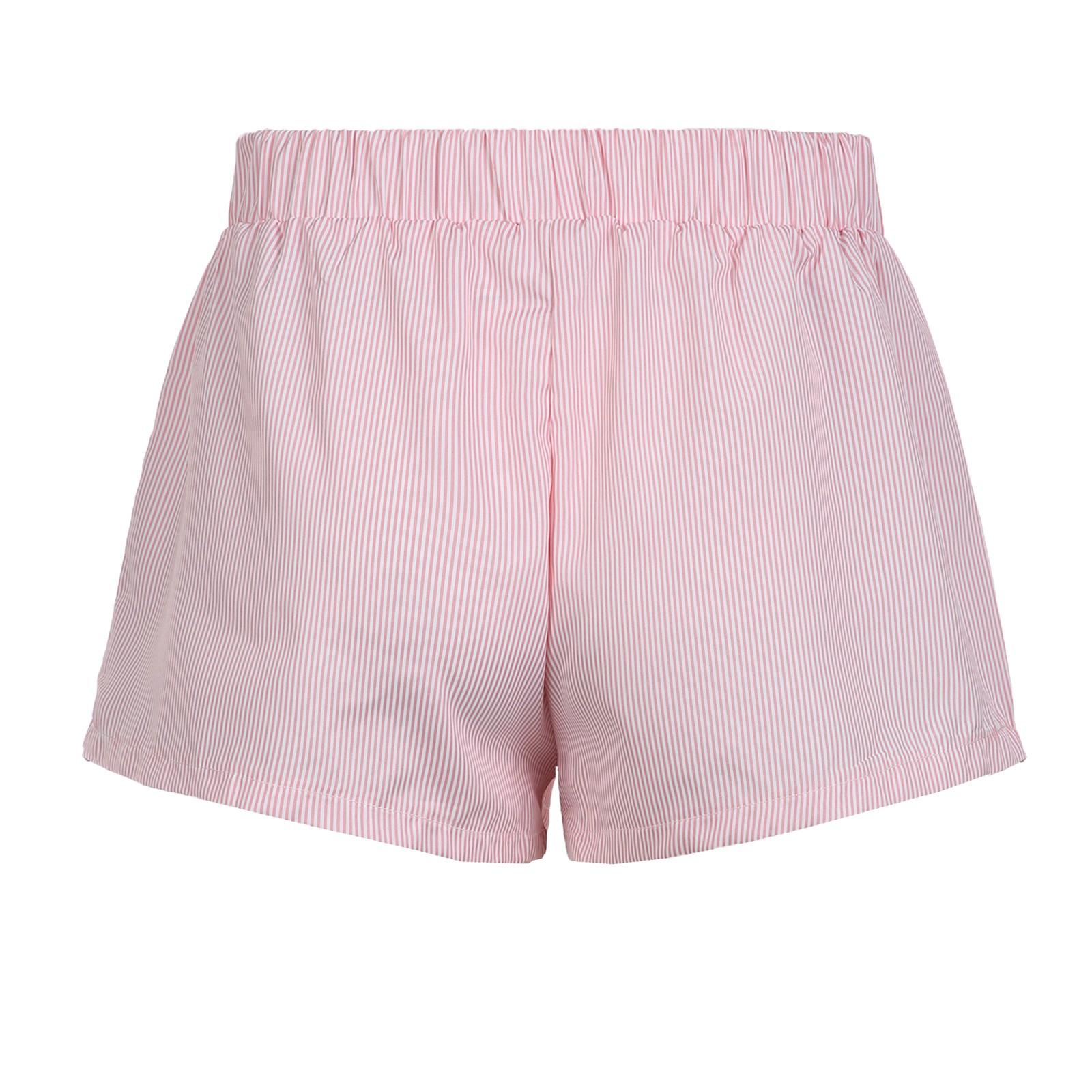 Летние модные повседневные свободные карманные полосатые однотонные шорты для женской — фото 3