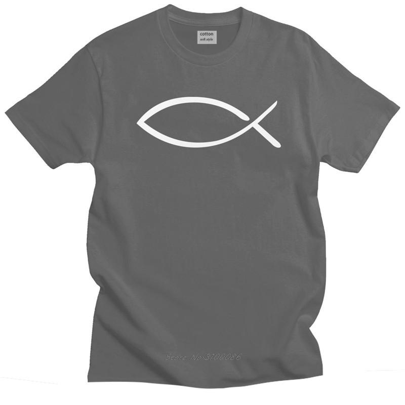 Unique Unisexs Jesus Fish Tshirt Short Sleeved Urban Fashion Tshirt Cotton T Shirt Summer Christian Tee Tops Loose Fit Apparel