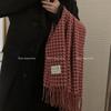 Retro plaid contrasting scarf women's winter warmth couple knitted scarf fringed shawl dual-purpose tide
