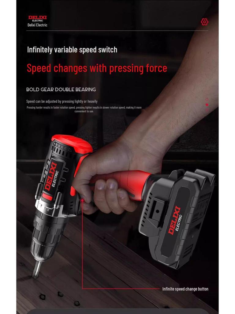 Delixi Lithium Rechargeable Multifunctional Hand Drill & Electric Screwdriver Tool