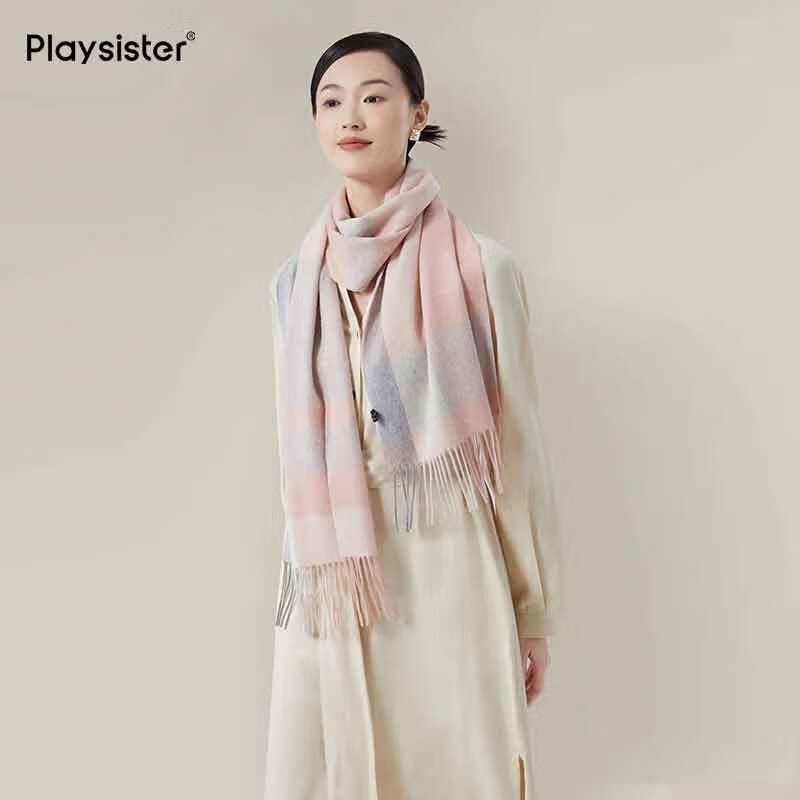 PLAYSISTER 100% Cashmere Plaid Scarf