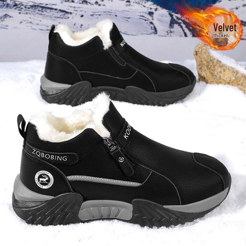 Men's One-Step High-Top Winter Sneakers: Velvet-Lined, Warm, Non-Slip Casual for Work & Driving