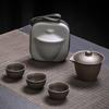 Travel tea set, purple sand express cup, portable outdoor one pot, three cups of ceramic business souvenir