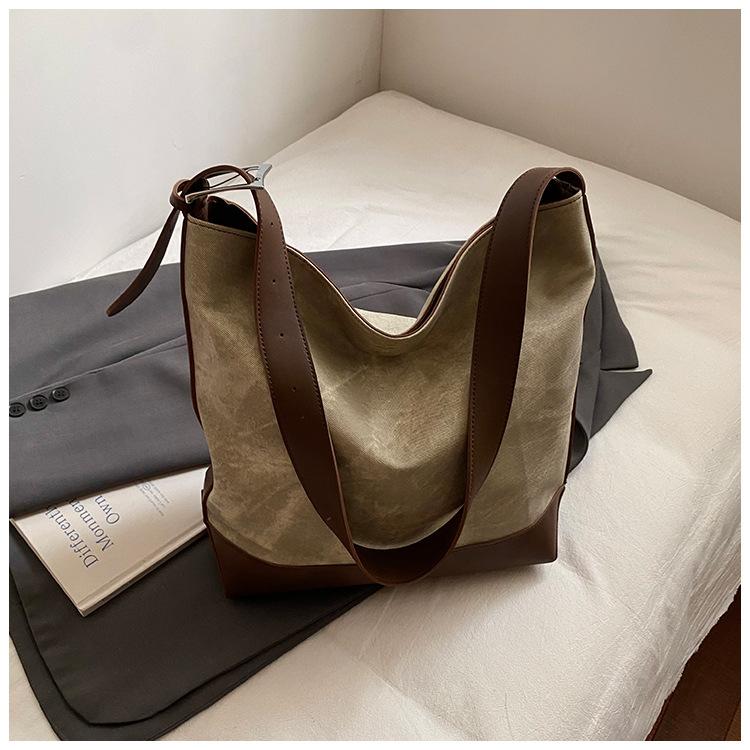 Large Capacity Casual New 2025 Summer Simple PU Texture Retro New Fashion Single Shoulder Tote Bag Women's Bag