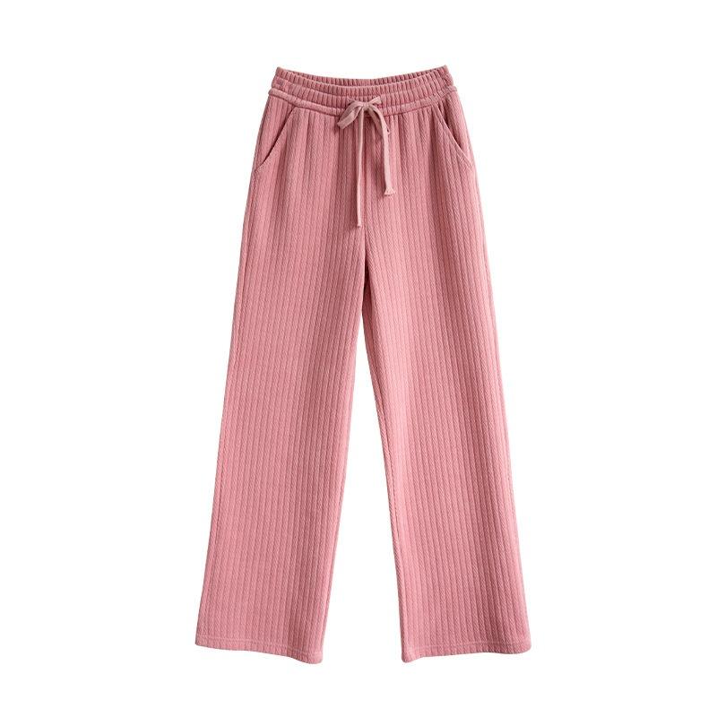 Bande de mousse velours automne et hiver fin décontracté pantalon de nettoyage taille haute ample droit pantalon large pantalon femme