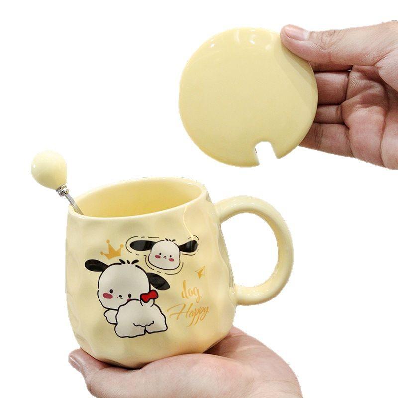 Cute Puppy Mug Gift Box Home Water Cup High-value Large Capacity Ceramic Cup with Cover Spoon