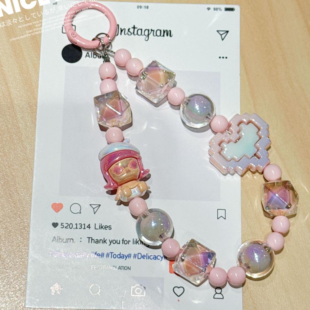 Doll Mobile Phone Chain Pendant POP MART Cute Bead String Keychain Mobile Phone Case Pendant