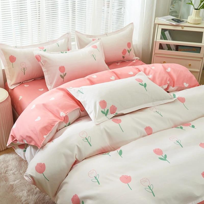 Single Duvet Cover Printed Red Quilt Cover Thickened Plant-cashmere Cartoon Multicolored Bed Cover 220x240 Double Bedding