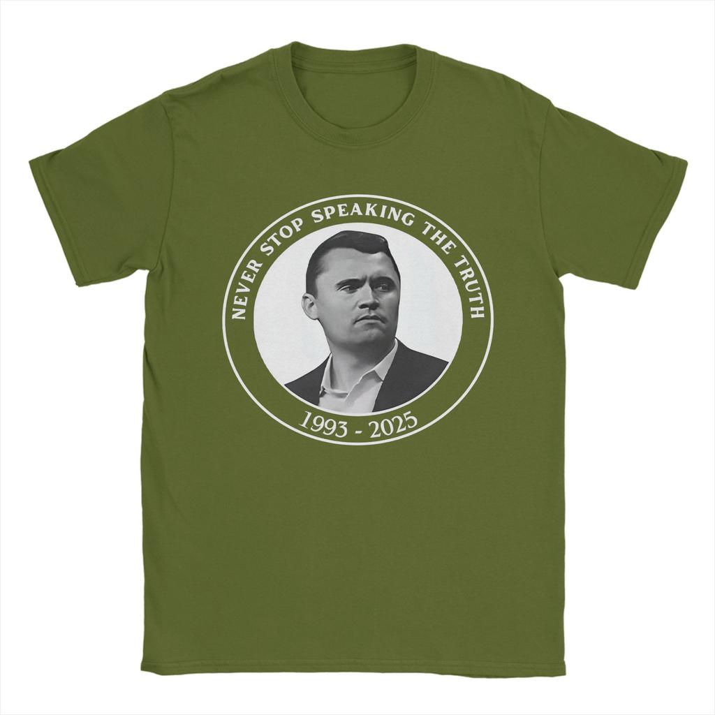 Men's T-Shirt Charlie Kirk Funny Pure Cotton Tees Short Sleeve  T Shirt Round Neck Clothes Graphic