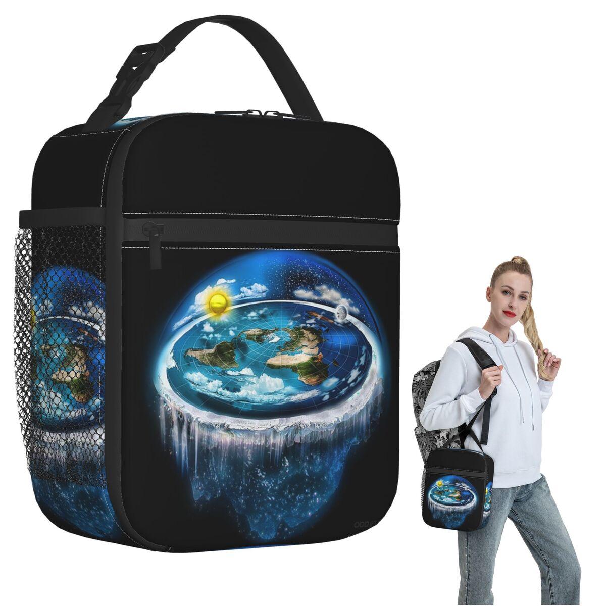 Flat Earth With Dome A Insulated Lunch Bag for Women Children Portable Food Boxes Thermal Lunch Box Tote One Size