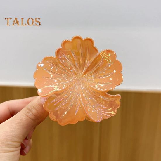 Women Hair Claw Flower Design Back Head Hair Clip Non-Slip Grip Bright Colors Shark Hair Claw Hair Accessory