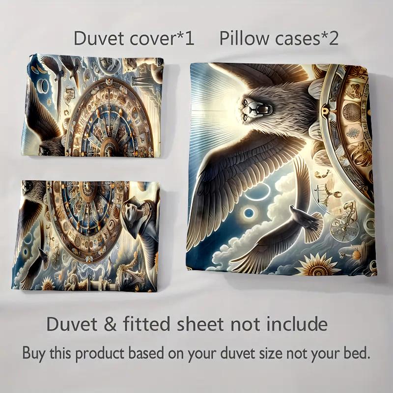 Winged lion clockwork Bedding Duvet cover sets Duvet covers Pillowcases gifts (1 * Duvet Cover 2 * Pillowcases, without duvet insert)