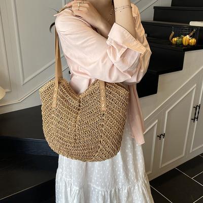 New Retro Large-capacity Bag Women's Fresh Straw Summer Beach Bag Shoulder Bag Vacation Women's Bag