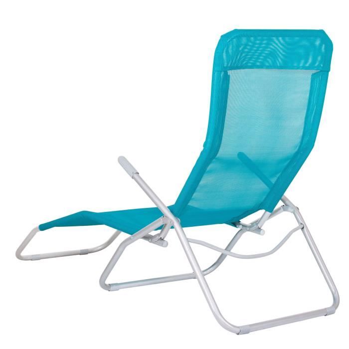 Chaise longue - SPRINGOS - Inclinable d'été - 3 positions - Antidérapante - Métal bleu