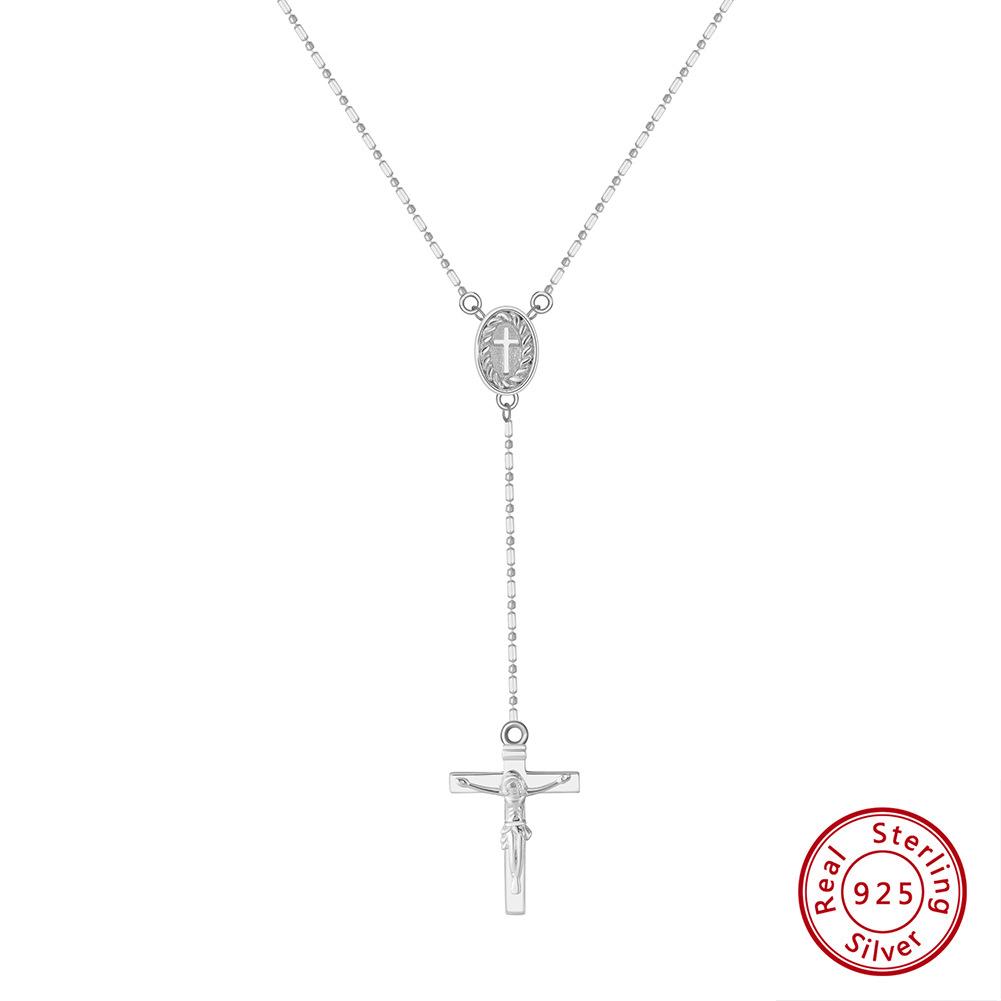 925 Sterlingsilber Y-förmige Kreuzverschluss-Halskette, Beliebter Damen-Schlüsselbeinketten-Schmuck