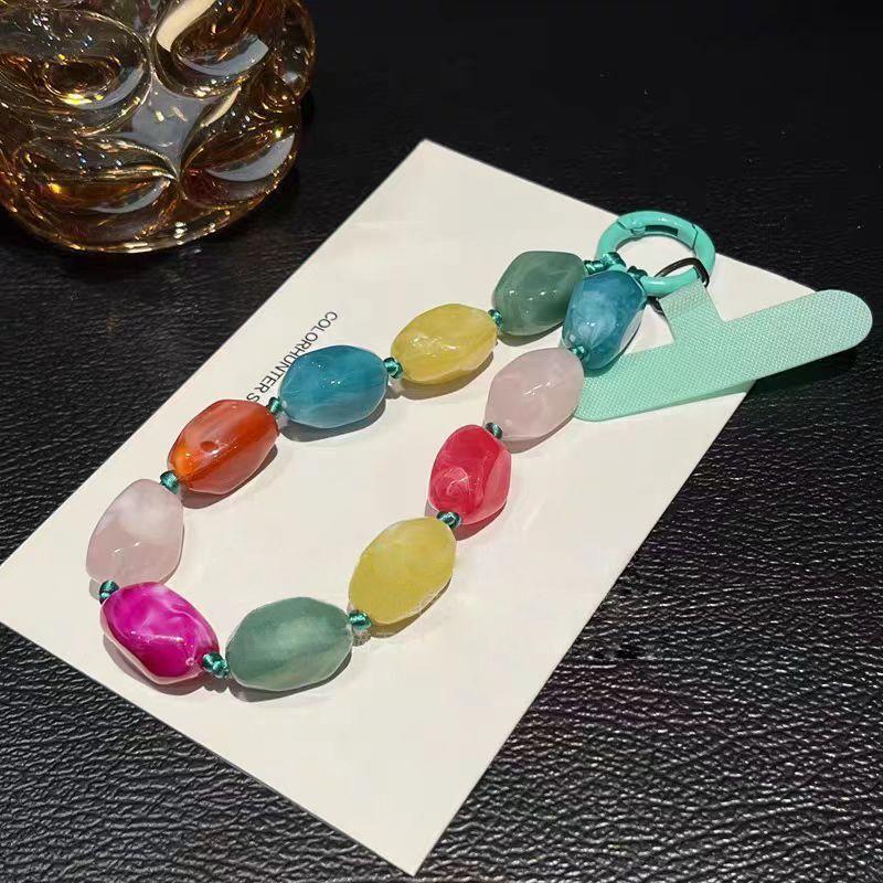 Colorful Shaped Beaded Phone Lanyard With Pvc Material For Women And Men