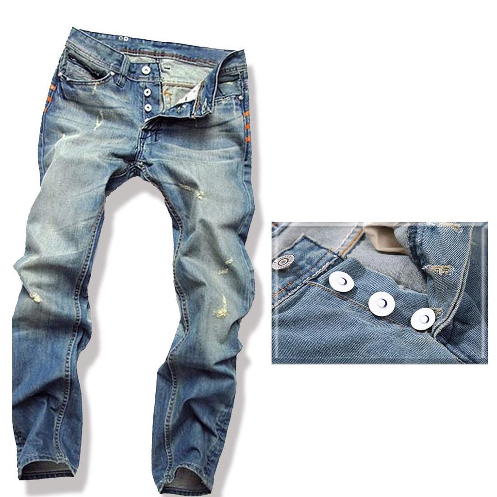 Laquest Men's Distressed Straight Slim Fit Denim Pants (Size 38 (Waist 100cm))