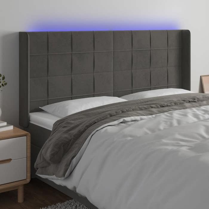 VidaXL LED Headboard Bedroom Furniture Double Bed Accessory Head of Bed Frame Interior Dark Grey 3124109