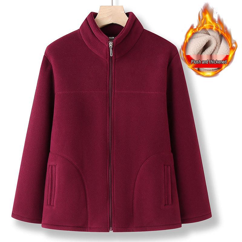Autumn-Winter Fleece Cardigan Hoodie for Middle-aged Elderly Women XL 90-105 jin 1960₽