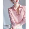 Fashion Xiaoxiangfeng pink lapel long-sleeved shirt women's spring new foreign style looks good, commuting stacked shirt