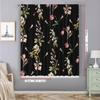 2PC Home Decoration Curtains With Black Background Flowers And Rod Pocket Curtains, Kitchen, Coffee Shop, Living Room, Balcony
