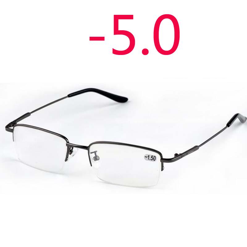 

Надлегкі напівобідкові металеві окуляри для короткозорості Чоловічі Модні Сіра оправа Квадратні окуляри для короткозорості -1.0 -1.5 -2.0 До -6.0