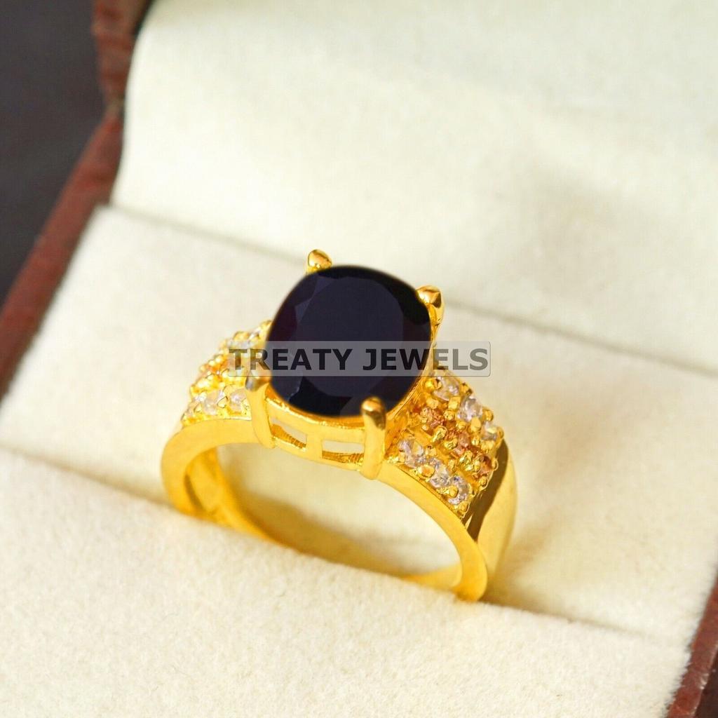 Black Onyx Oval Cut With 925 Silver Gold Plated Ring For Men's #A812 JL375666900540