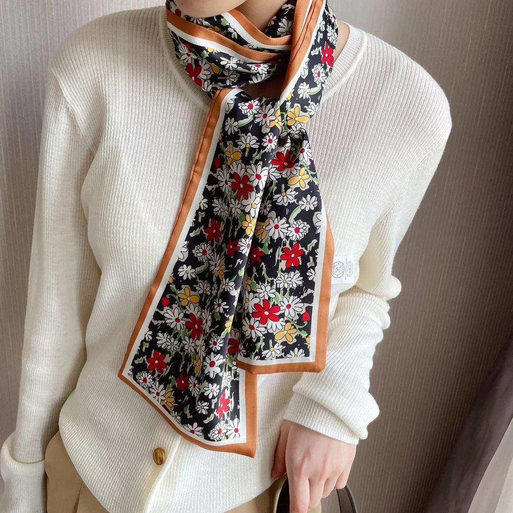 17*150cm Ribbon Silk Scarfs Female Luxury Design Hair Band Skinny Scarf Neck Ties Women Bag Scarves Neckerchief Foulard Lady