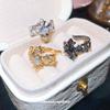 Sparkling zircon cross iris flower ear clip women's no ear piercing exquisite ear bone clip light luxury high-end versatile earrings