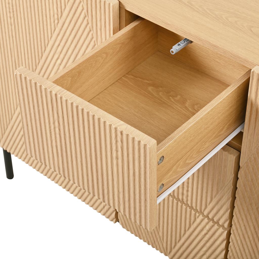 Modern Sideboard with Geometric Structure, Double Doors, Middle Drawer, Multifunctional Storage Cabinet for Living/Dining Room