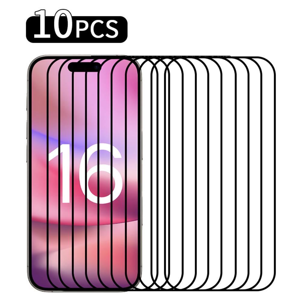 

RURIHAI 10Pcs For iPhone 16 Plus High Aluminium-Silicon Glass Film 0.26mm 2.5D Secondary Hardening Screen Protector Type A