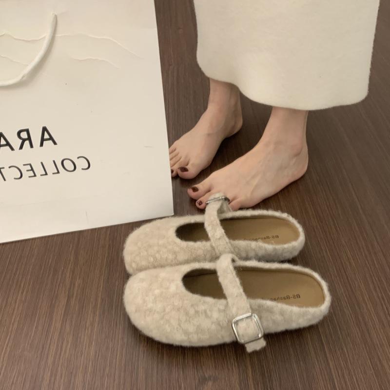 

Ретро Вечерний Ветер Однословная Пряжка с Мэри Джейн Баотоу Полушлепанцы Женская Уличная Повседневная Толстая Подошва Войлочная Обувь Бокен 40 абрикосовый