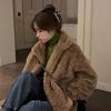 Retro simple solid color temperament stand collar thickened lamb wool imitation fur coat women's new winter models