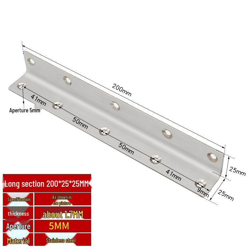 Thick Stainless Steel 90° Angle Bracket for Furniture Fastening