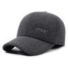 Large Cotton Peaked Cap Thickenedmen Cold-proof Peaked Cap Middle-aged and Elderly Woolen Heattech Back-sealed Ear Protection Cotton Cap
