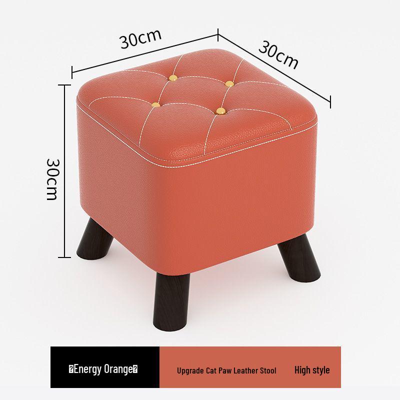 Solid Wood Footstool: Creative Tech Fabric, Multi-Use Coffee Table or Sofa Stool for Living Room