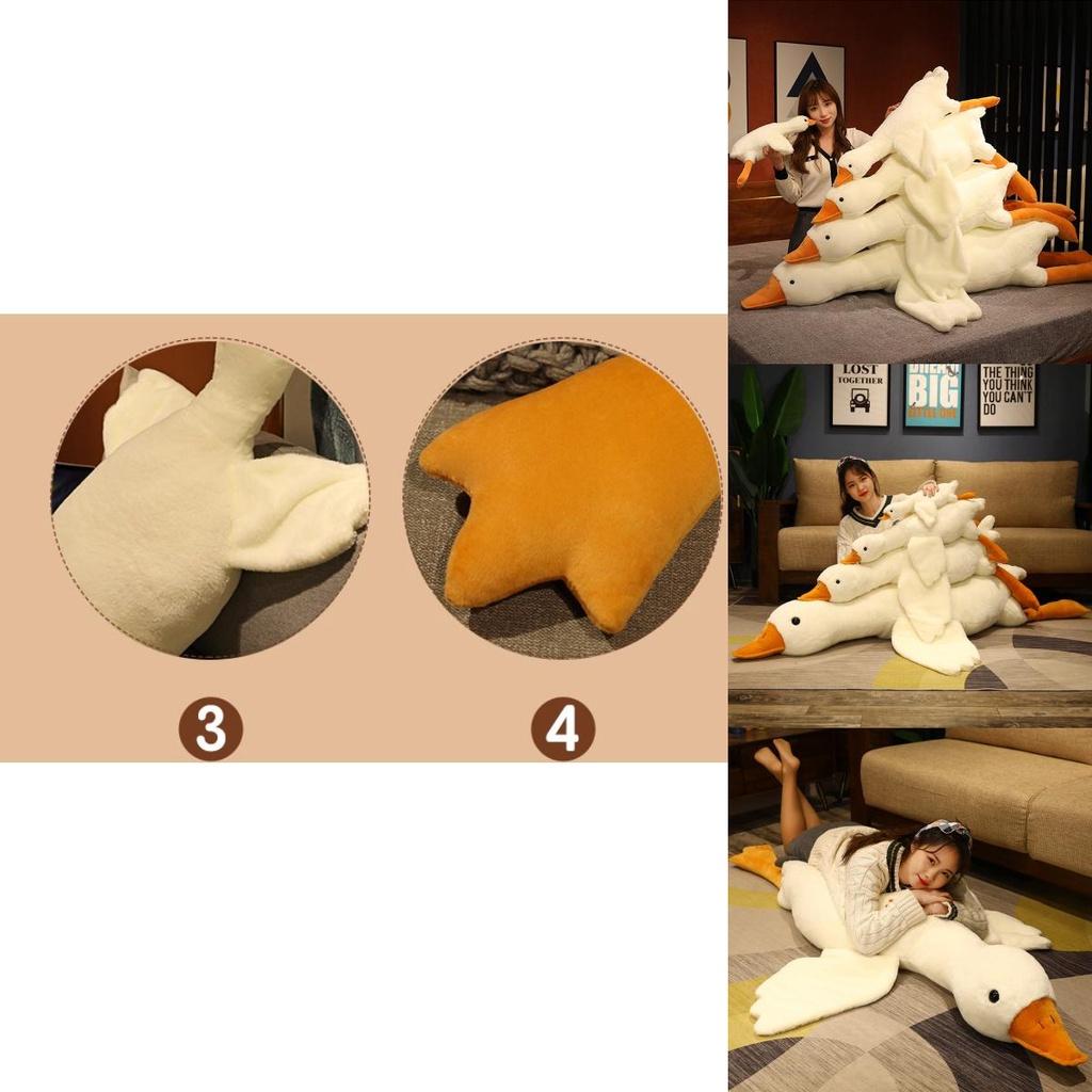 Huge 19.7/35.4/51.2in White Goose Plush Sleeping Toy Cushion For Kids